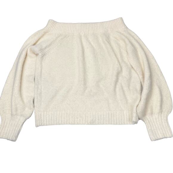 DREAMERS Fuzzy Off The Shoulder Sweater Sz Medium / Large Cream - Picture 2 of 4